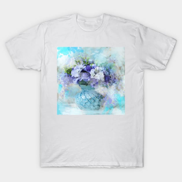 shabby chic french country blue purple iris flower T-Shirt by Tina